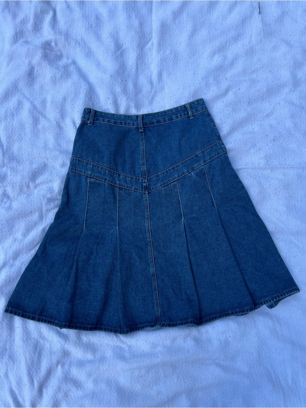 ROMWE Dark Blue Denim A-Line Skirt - Picture 2 of 7